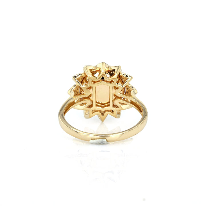 5.65 Cts Sillimanite and White Diamond Ring in 14K Yellow Gold