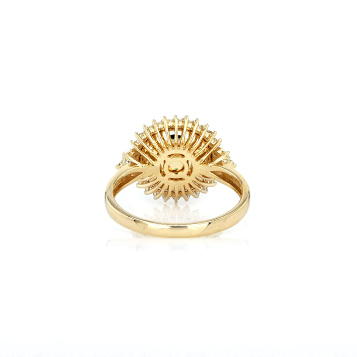 4.33 Cts Sillimanite and White Diamond Ring in 14K Yellow Gold