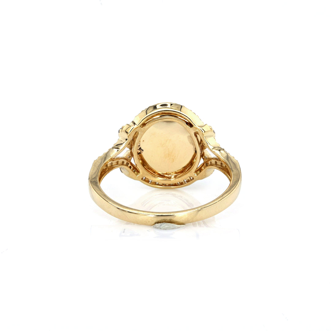 4.08 Cts Sillimanite and White Diamond Ring in 14K Yellow Gold