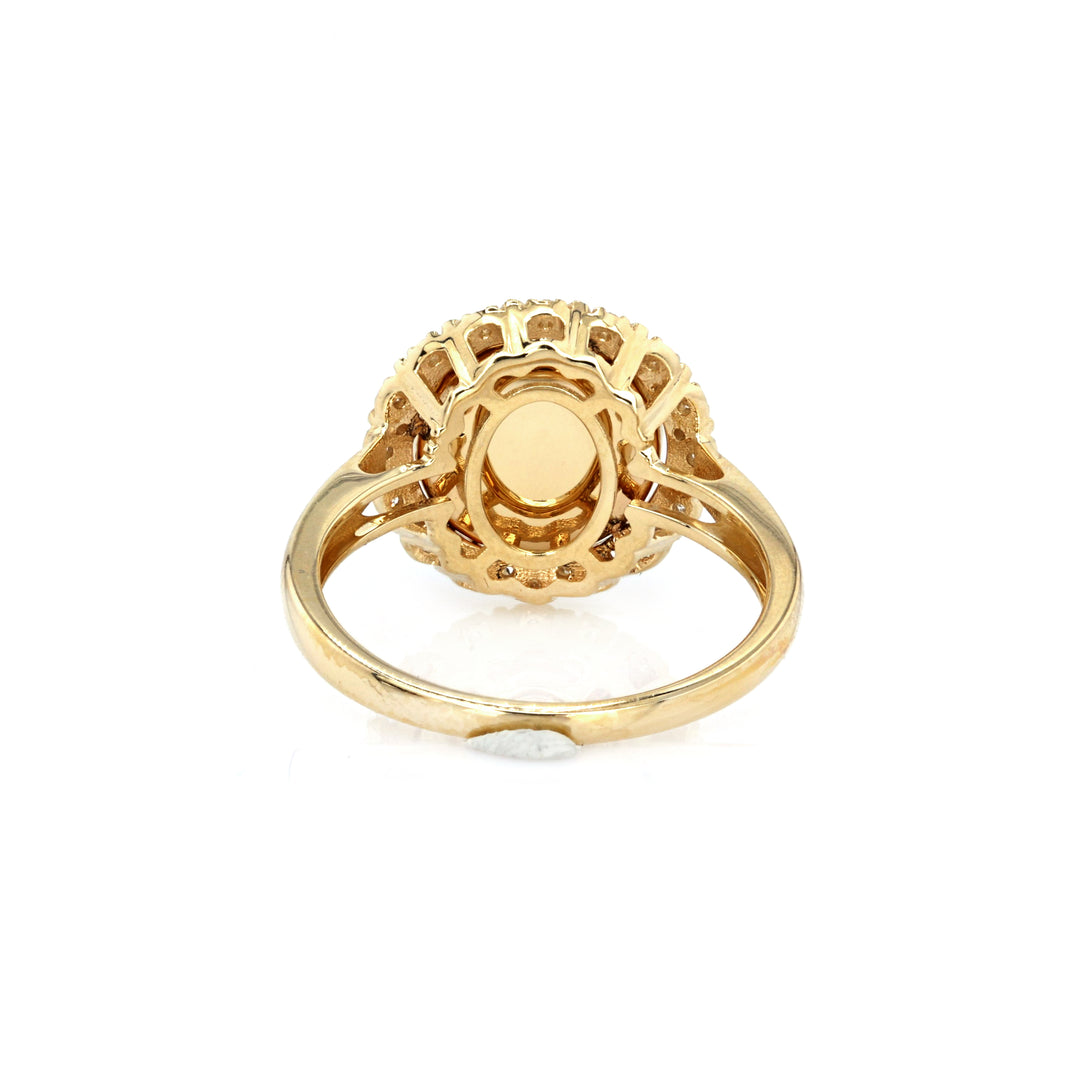 4.43 Cts Sillimanite and White Diamond Ring in 14K Yellow Gold
