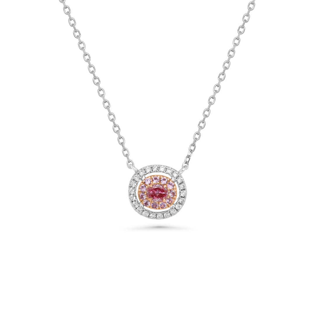 0.33 Cts Pink Diamond and White Diamond Necklace in 18K Two Tone