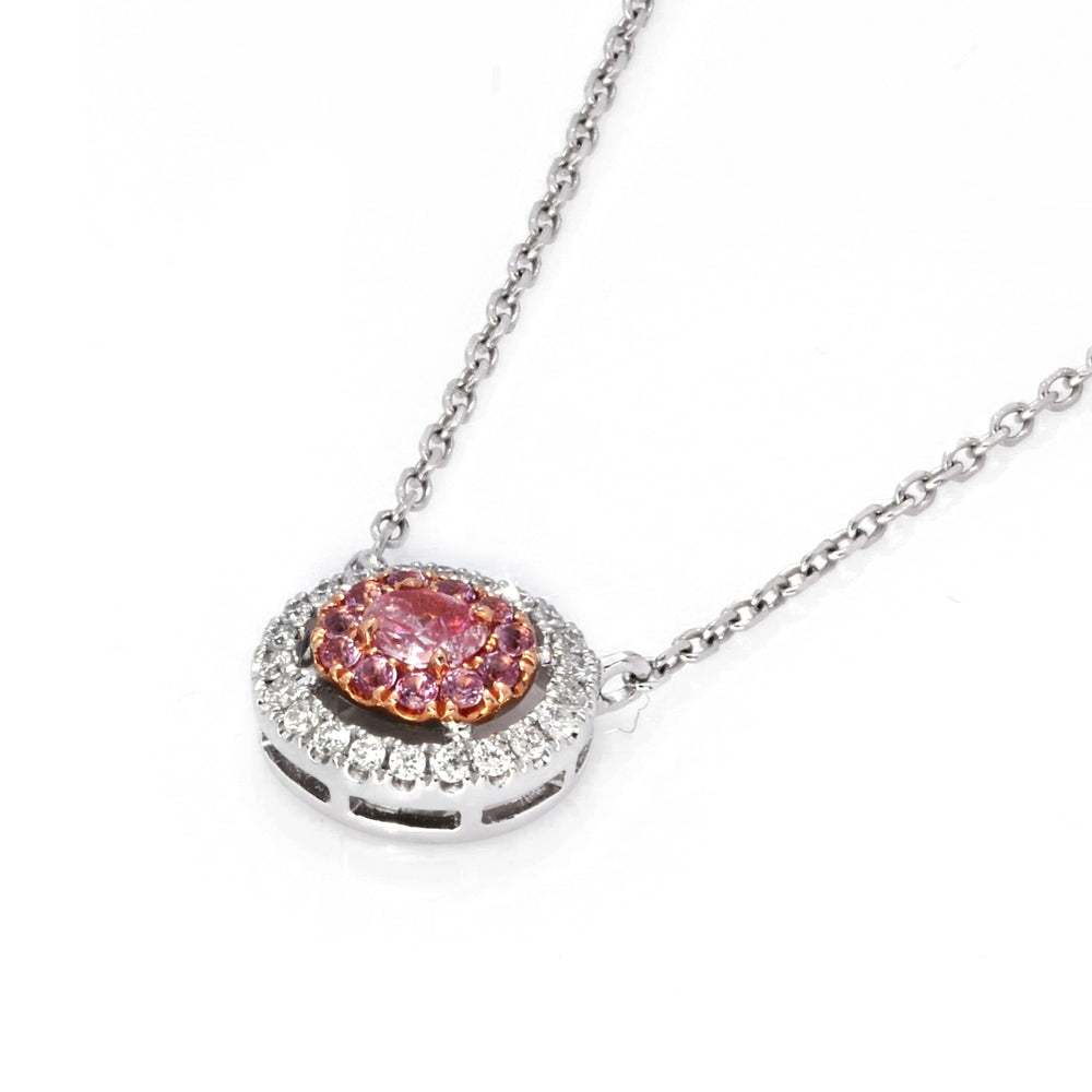 0.33 Cts Pink Diamond and White Diamond Necklace in 18K Two Tone