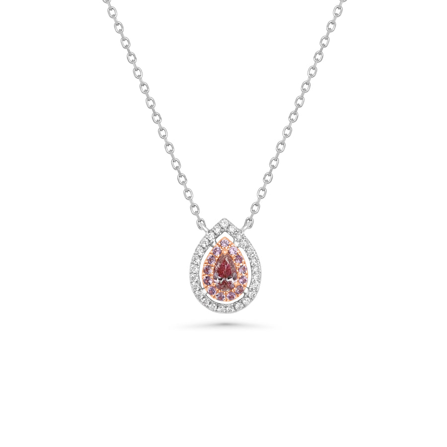0.18 Cts Pink Diamond and White Diamond Necklace in 18K Two Tone