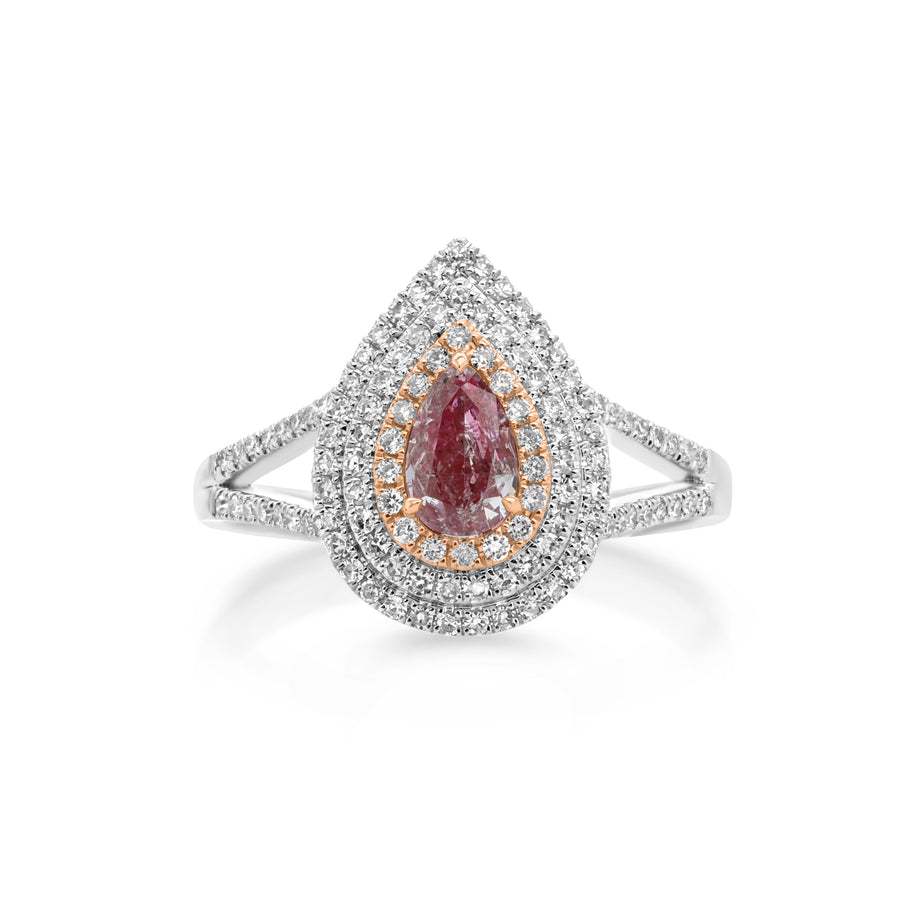 0.77 Cts Pink Diamond and White Diamond Ring in 18K Two Tone