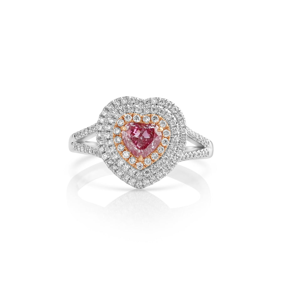 0.75 Cts Pink Diamond and White Diamond Ring in 18K Two Tone