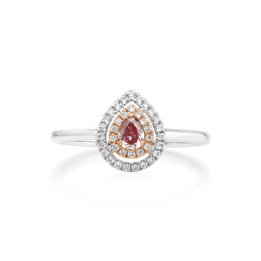 0.29 Cts Pink Diamond and White Diamond Ring in 18K Two Tone