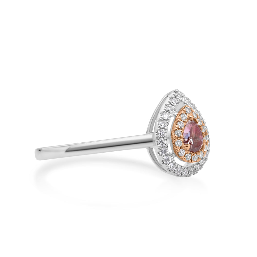 0.29 Cts Pink Diamond and White Diamond Ring in 18K Two Tone