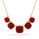 Ruby Colored Beryl 5 Stone Necklace in Brass
