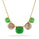 Green Beryl and Golden Rutile 5 Stone Necklace in Brass