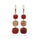 Ruby Colored Beryl and Golden Rutile 3 Stone Earring in Brass