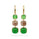 Green Beryl and Golden Rutile 3 Stone Earring in Brass
