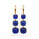 Sapphire Colored Beryl 3 Stone Earring in Brass