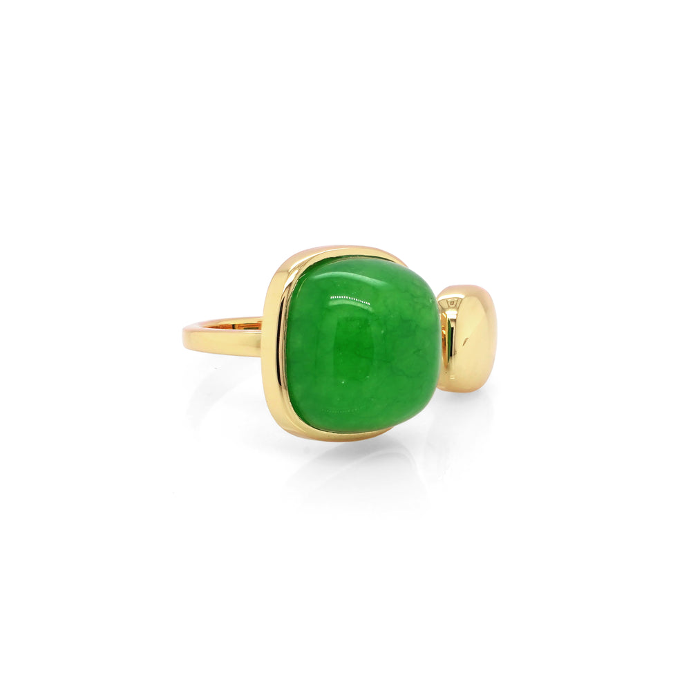 Green Beryl Ring in Brass