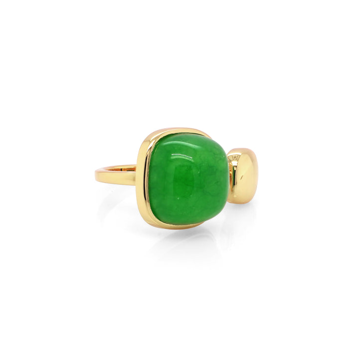 Green Beryl Ring in Brass