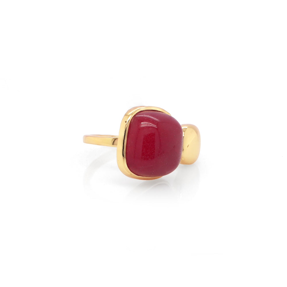 Ruby Colored Beryl Ring in Brass
