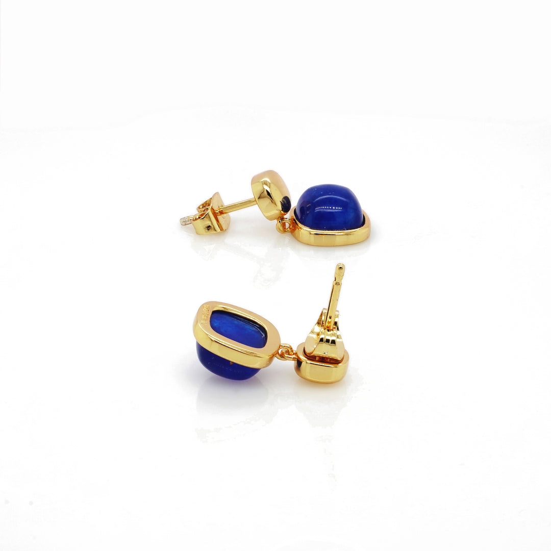 Sapphire Colored Beryl Earring in Brass