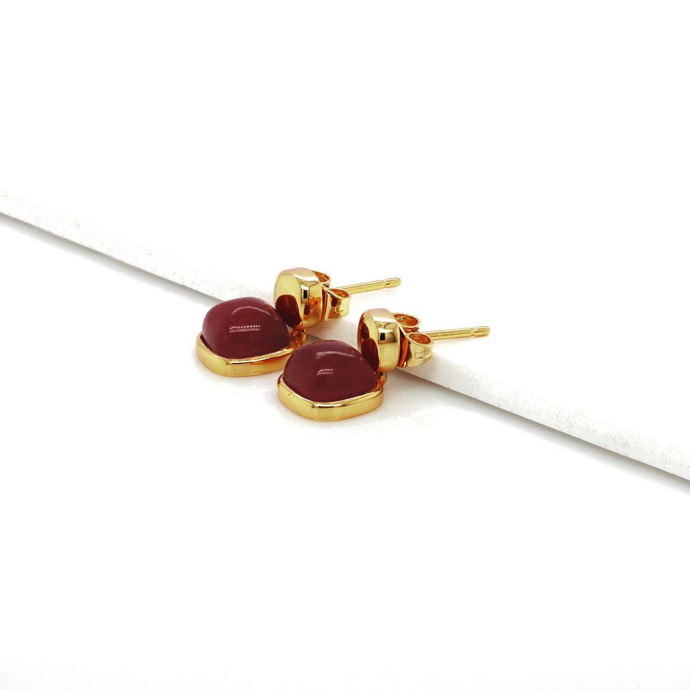 Ruby Colored Beryl Earring in Brass