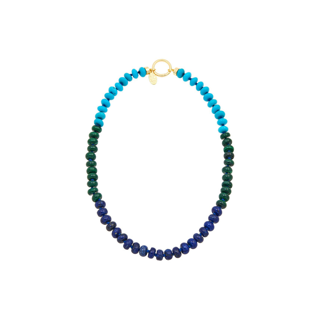 400 Cts Multi Gemstone Beaded Necklace in Brass