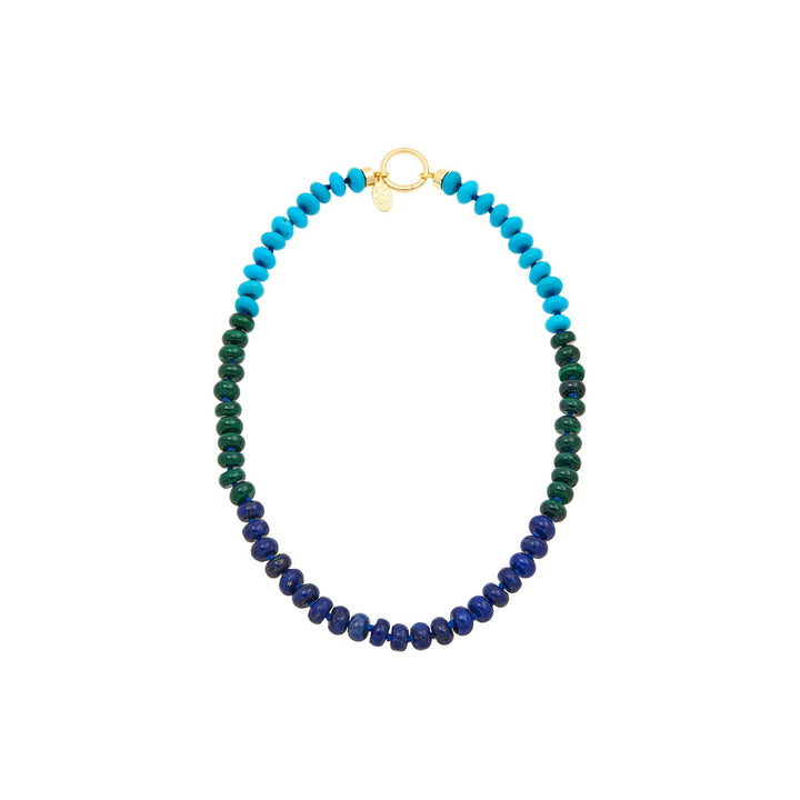 400 Cts Multi Gemstone Beaded Necklace in Brass