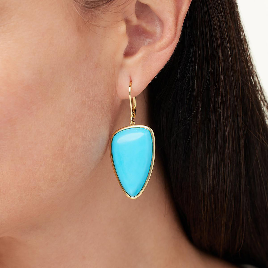 42 Cts Turquoise Dangle Earring in Brass