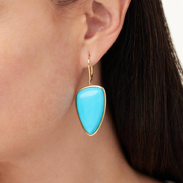 42 Cts Turquoise Dangle Earring in Brass