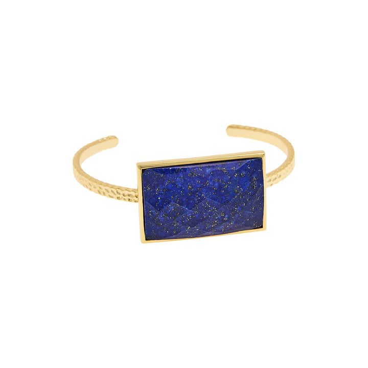 62 Cts Lapis Lazuli Cuff Bangle in Brass