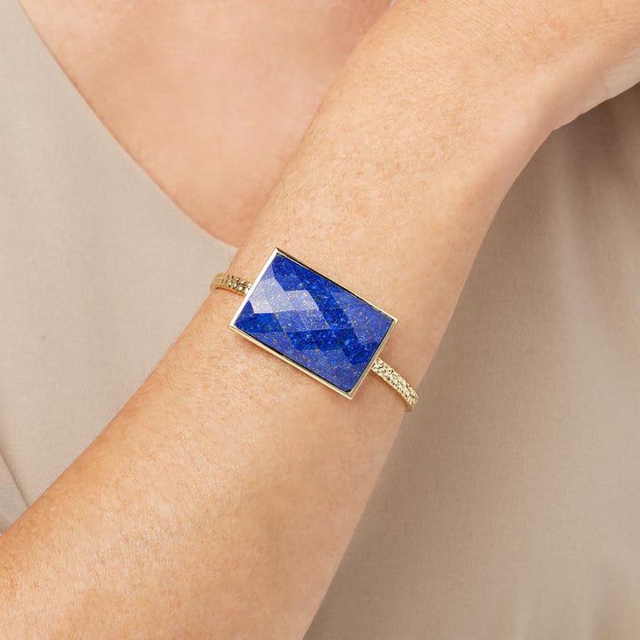 62 Cts Lapis Lazuli Cuff Bangle in Brass