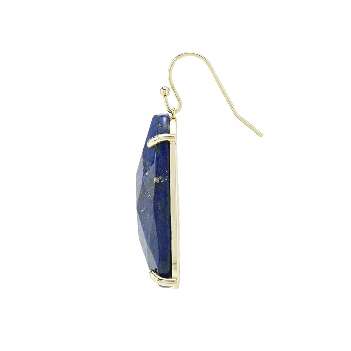 Fancy Shape Lapis Lazuli Drop Earrings in 18K Gold Plated Brass