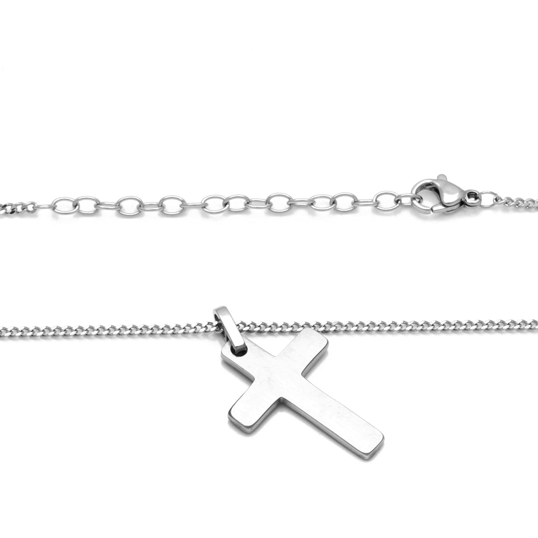 Cross Black CZ Necklace in Stainless Steel