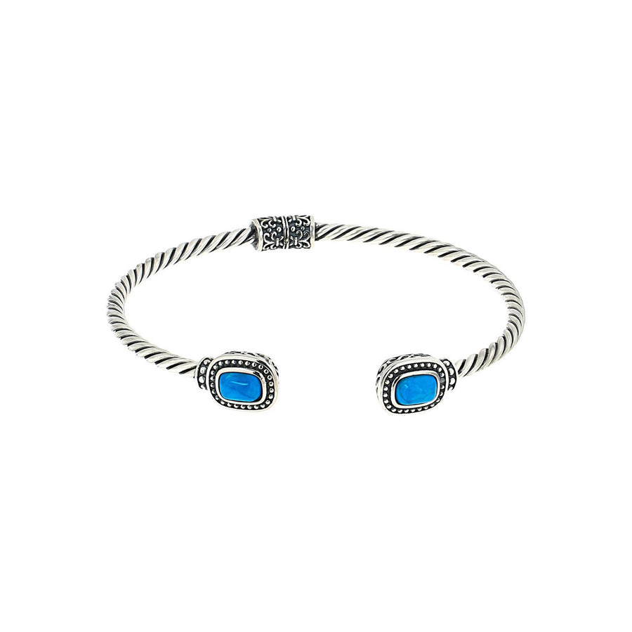 1.65 Cts Turquoise Open Cuff Bangle in 925
