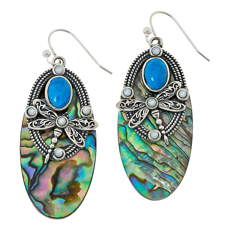 15.60 Cts Abalone and Turquoise Earring in 925