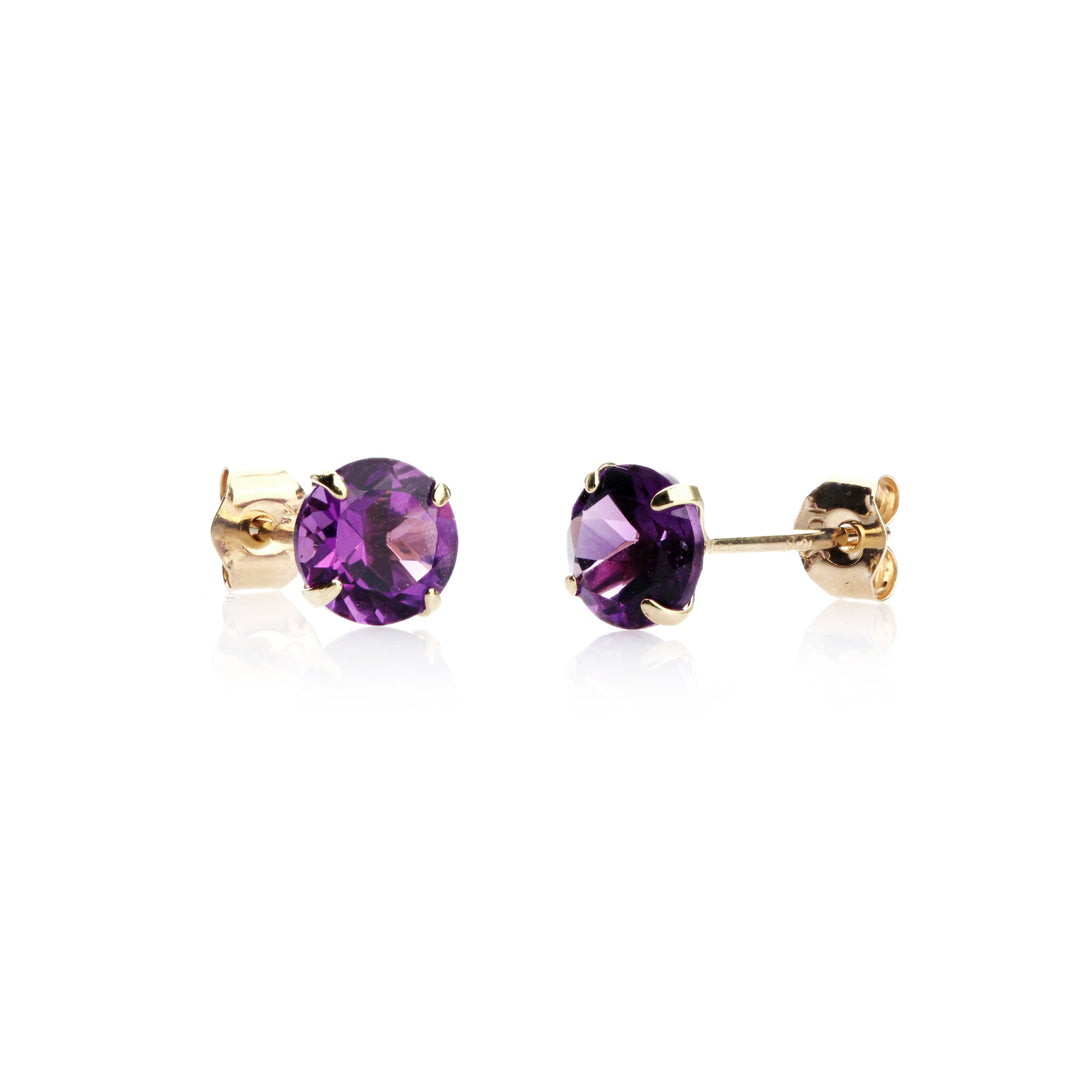 Amethyst Stud Earring in 10K Yellow Gold