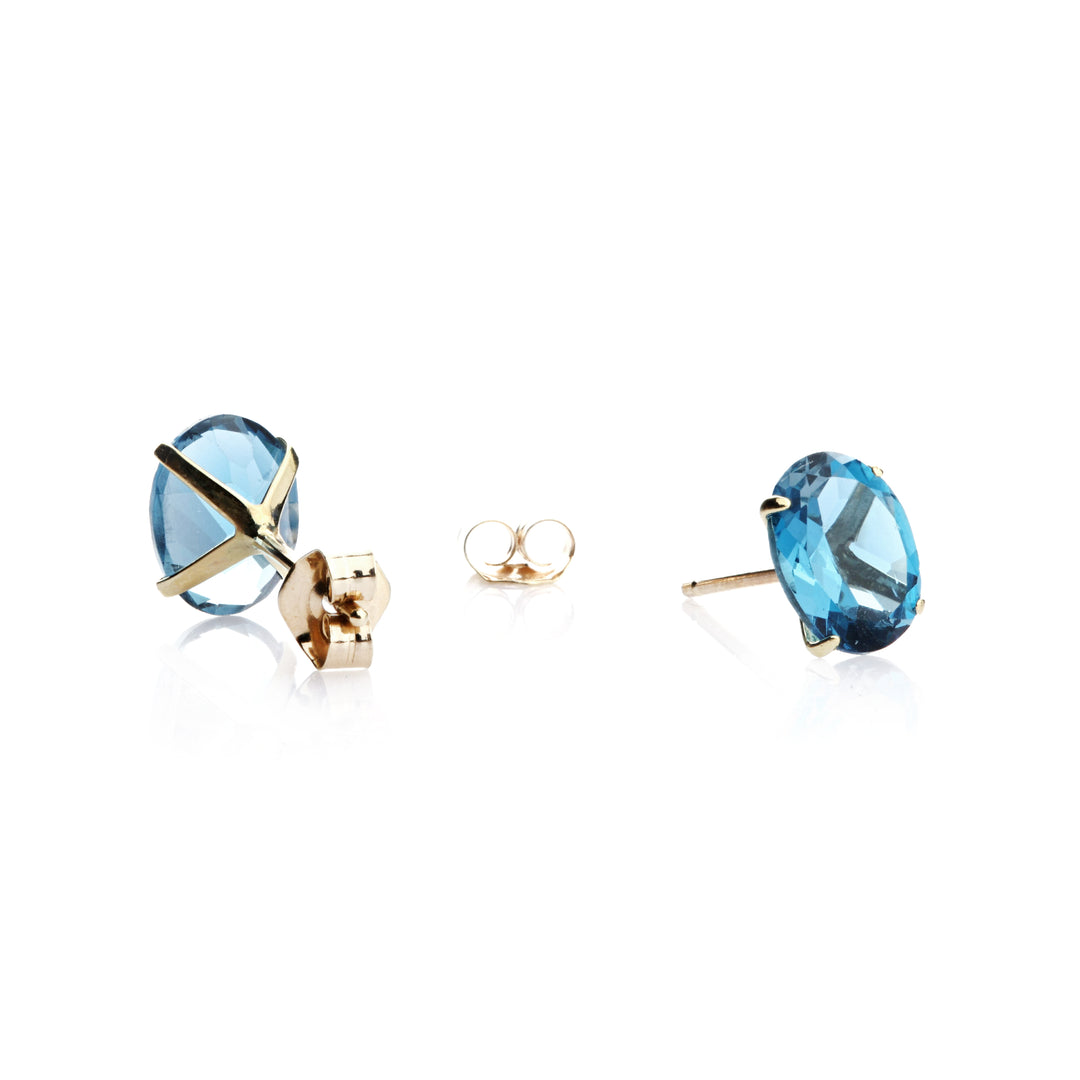 2.62 Cts London Blue Topaz Stud Earring in 10K Yellow Gold