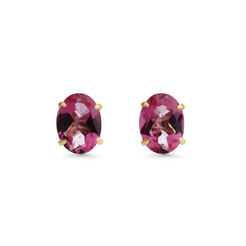 2.59 Cts Pink Topaz Stud Earring in 10K Yellow Gold