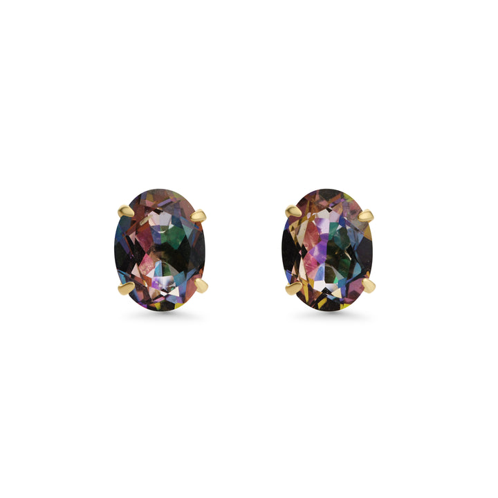 2.62 Cts Mystic Topaz Stud Earring in 10K Yellow Gold