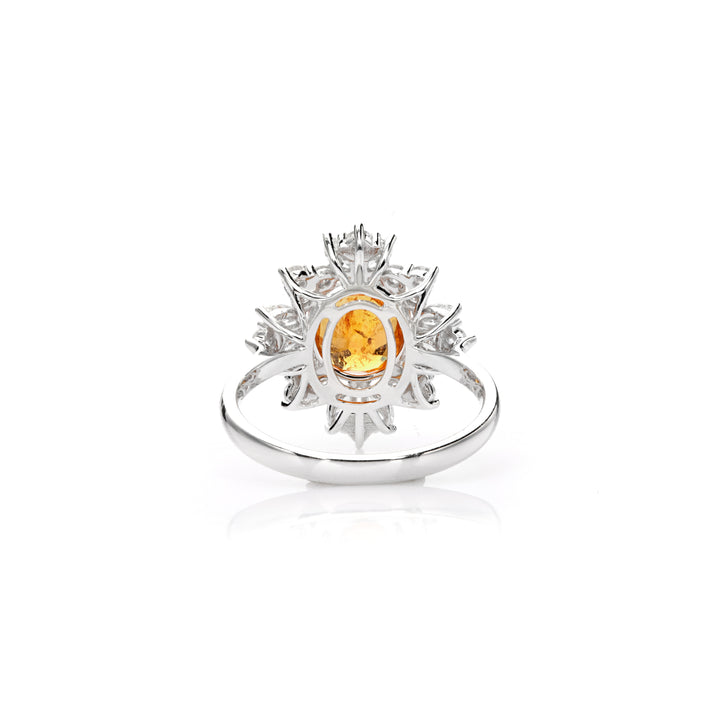 3.05 Cts Spessartite and White Diamond Ring in 14K Two Tone