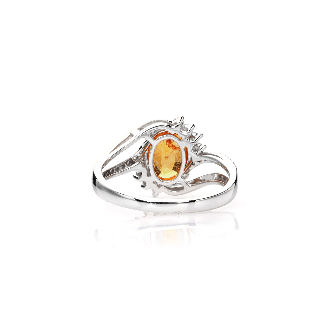 2.55 Cts Spessartite and White Diamond Ring in 14K Two Tone