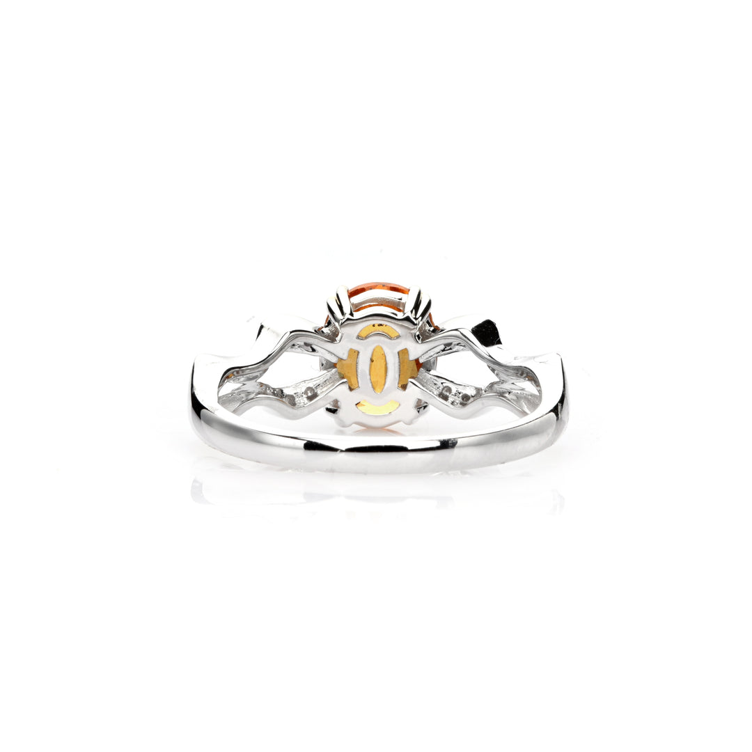 2.21 Cts Spessartite and White Diamond Ring in 14K Two Tone