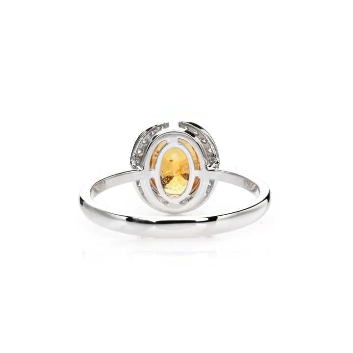 2.3 Cts Spessartite and White Diamond Ring in 14K Two Tone