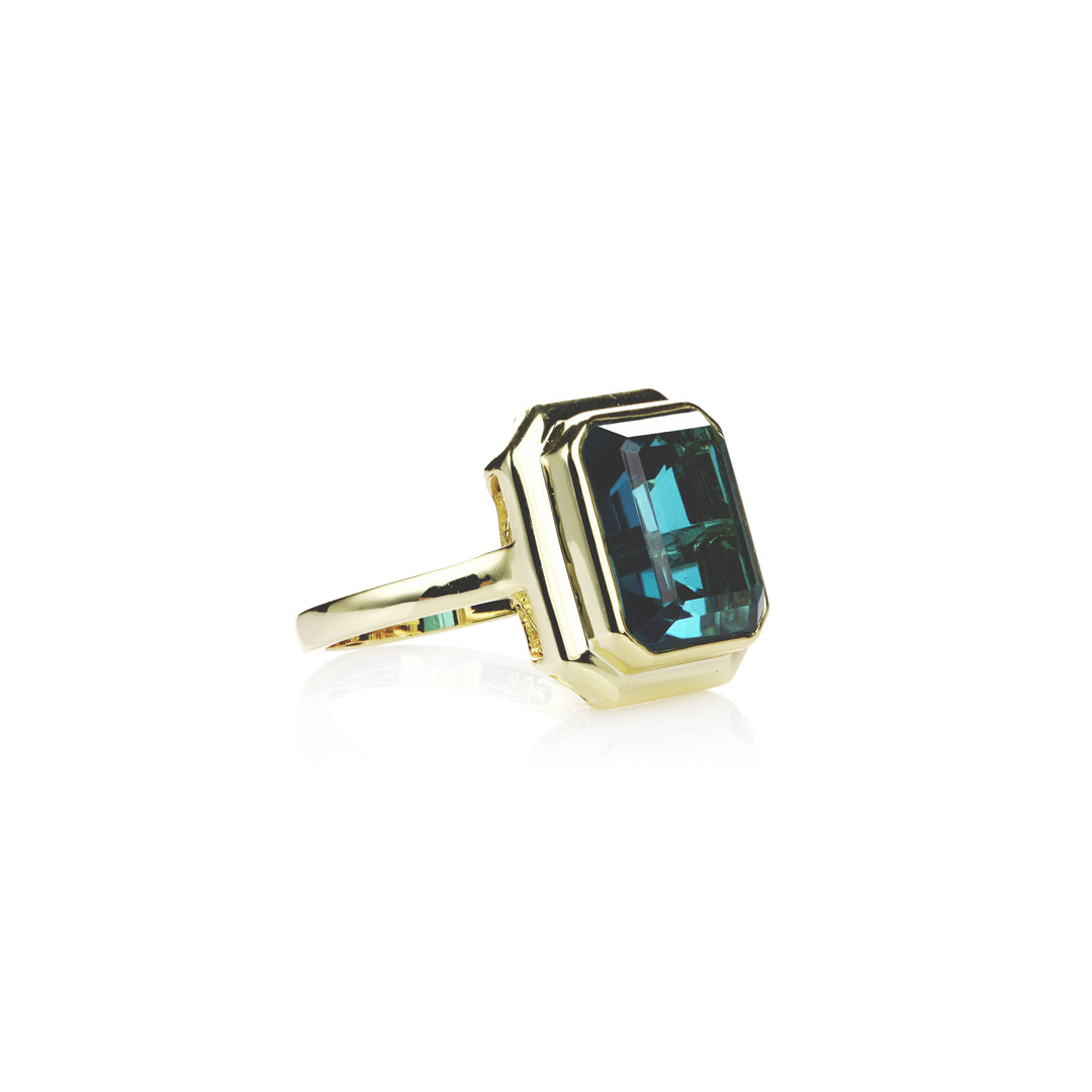 7.10 Cts LBT Colored Doublet Quartz Ring in Brass