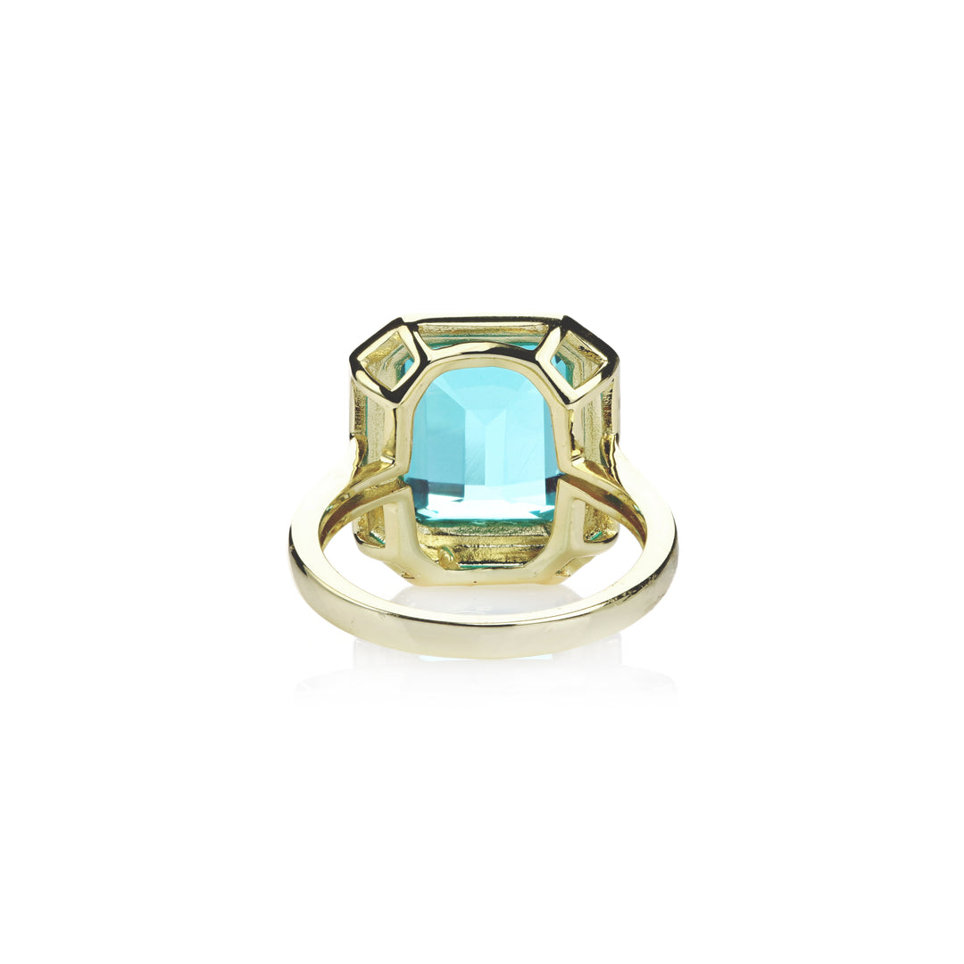 7.16 Cts Paraiba Blue Colored Doublet Quartz Ring in Brass