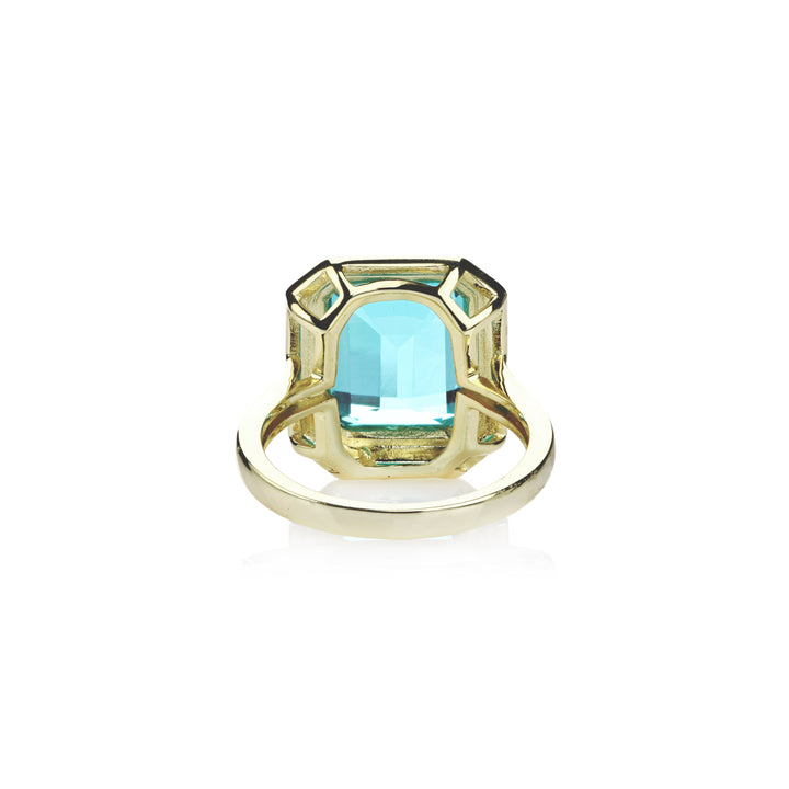 7.16 Cts Paraiba Blue Colored Doublet Quartz Ring in Brass