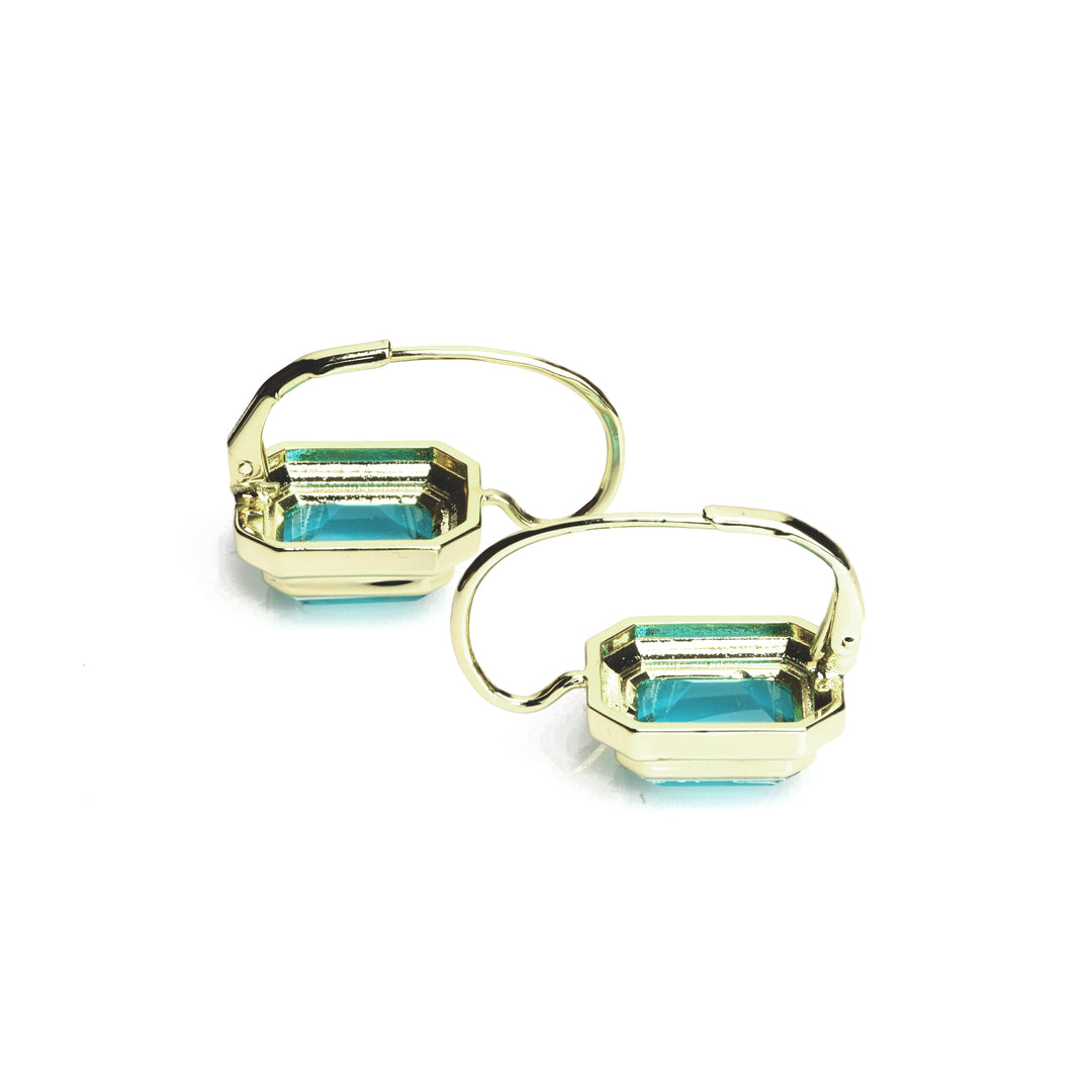 7.35 Cts Paraiba Blue Colored Doublet Quartz Earring in Brass