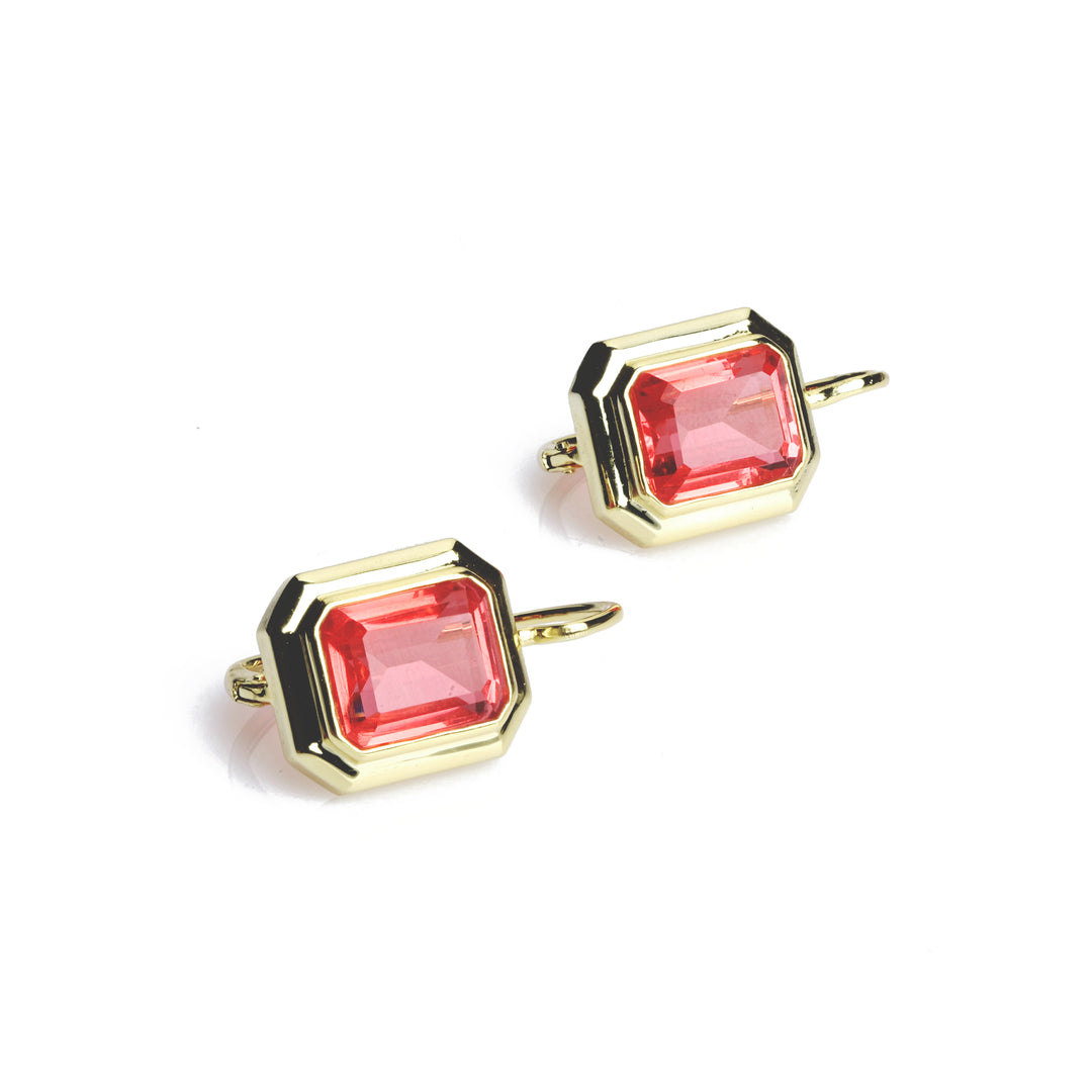 7.25 Cts Padparadscha Colored Doublet Quartz Earring in Brass