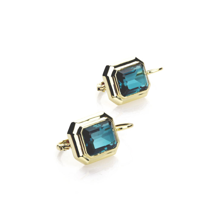 7.29 Cts LBT Colored Doublet Quartz Earring in Brass