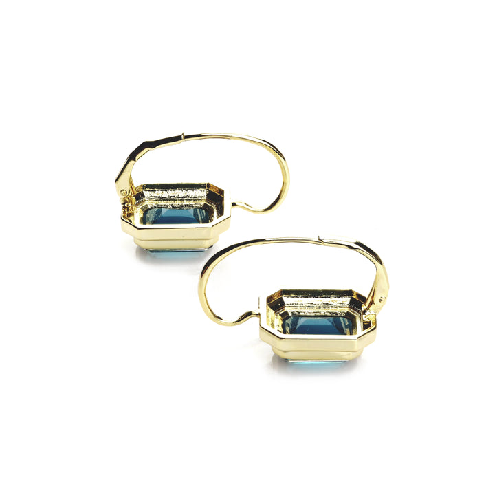 7.29 Cts LBT Colored Doublet Quartz Earring in Brass