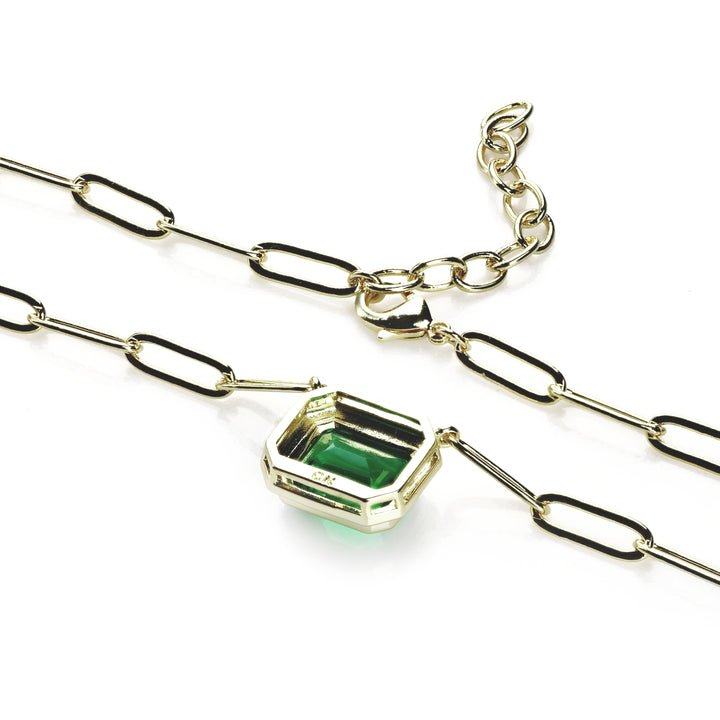 7.05 Cts Tsavorite Colored Doublet Quartz Necklace in Brass