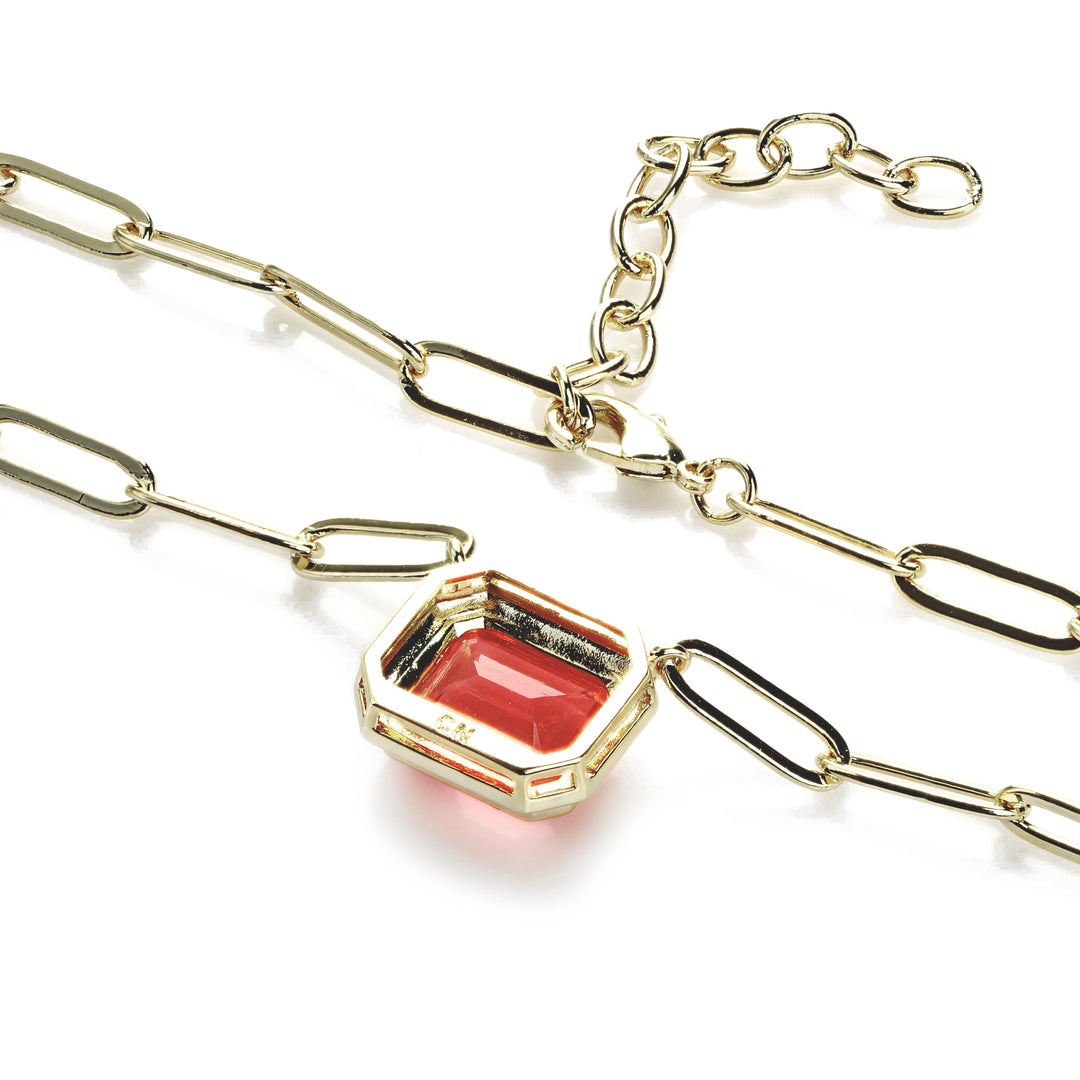 7.20 Cts Padparadscha Colored Doublet Quartz Necklace in Brass