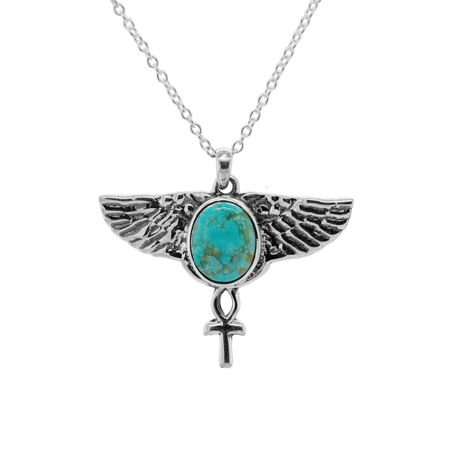 2.50 Cts Turquoise Egyption Ankh Pendant in 925