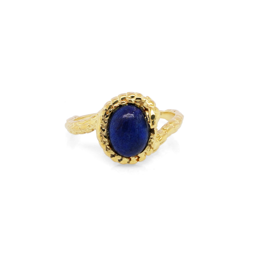 1.50 Cts Lapis Lazuli Ring in 925 Yellow Gold Plated